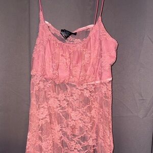 Elegant Pink Lace Chemise